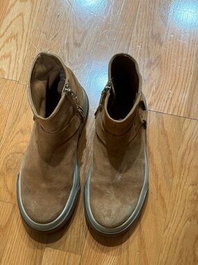 Free People Tan Suede Ankle Booties with Side Zip